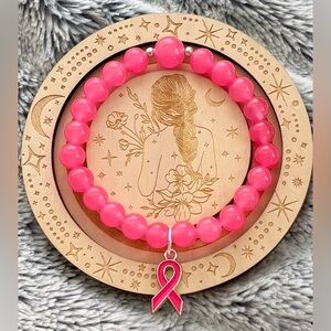 Bright Pink Breast Cancer Awareness Bracelet
